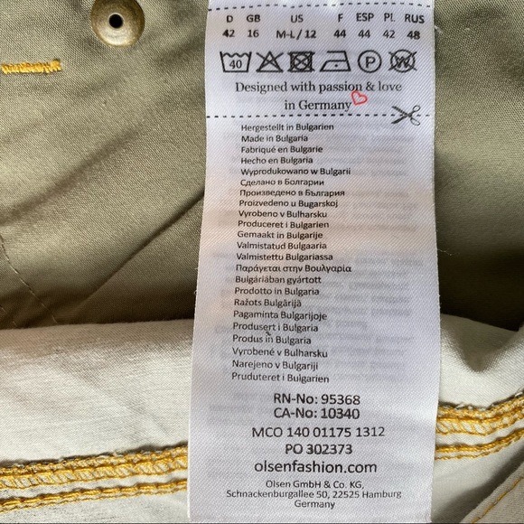 OLSEN EUROPE Women Size 12 (Med/ Large) Mona Slim Power Stretch Camouflage Jeans - Picture 8 of 9